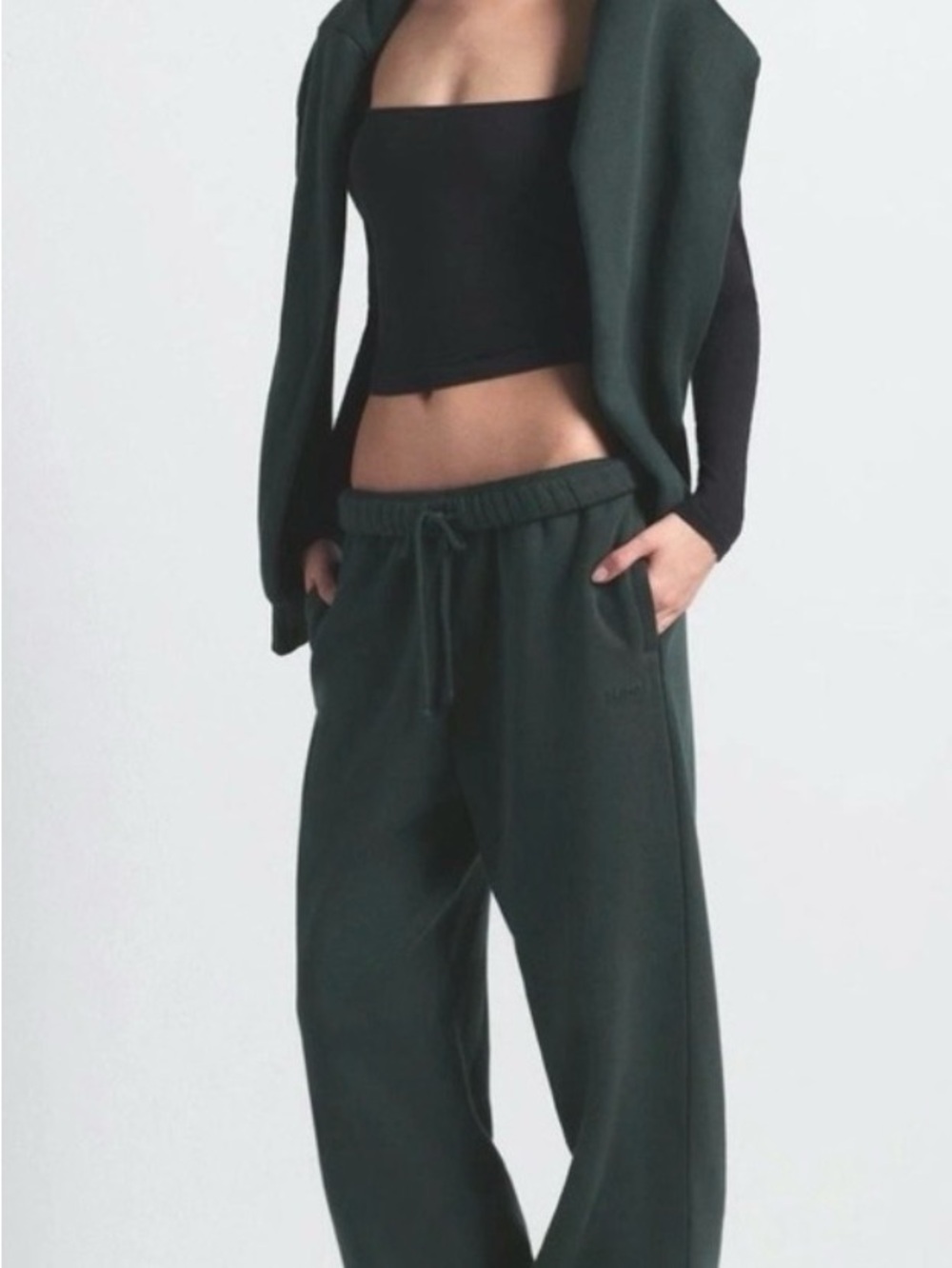 SKIMS Spruce Classic Straight-Leg Cotton Fleece Pants XS